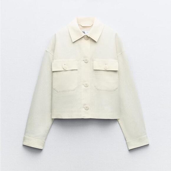 Zara Linen Blend Short Jacket - Size S - Picture 1 of 8